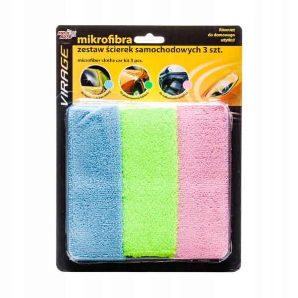 Miękkie Ściereczki z mikrofibry do kokpitu karoserii Clean Virage 3 szt
