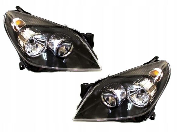 KOMPLET REFLEKTORÓW LAMP PRZÓD OPEL ASTRA H 2003-2012 CZARNE LEWA+PRAWA TYC