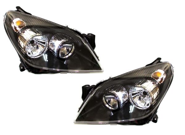 KOMPLET REFLEKTORÓW LAMPY PRZÓD OPEL ASTRA H 2003-2012 LEWA + PRAWA CZARNE